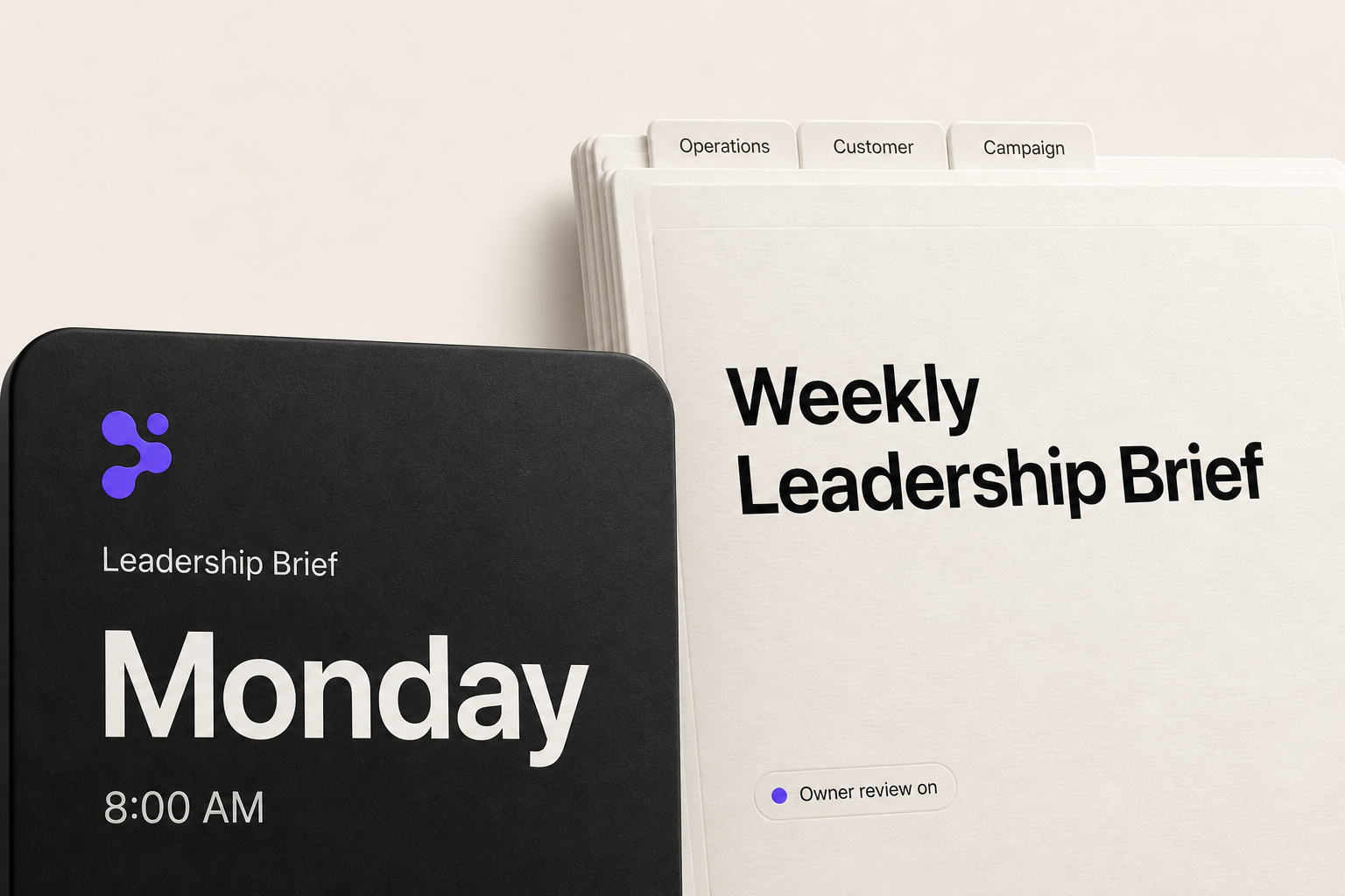Recurring leadership briefs prepared on Monday, Wednesday, and Friday