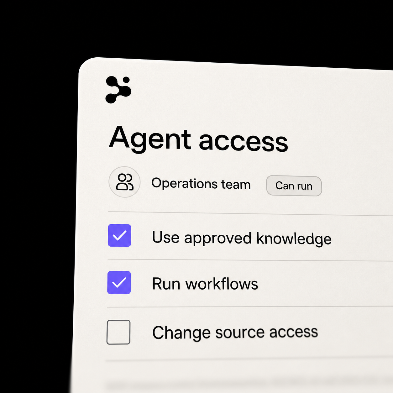 Operations team allowed to use approved knowledge and run workflows without permission to change source access